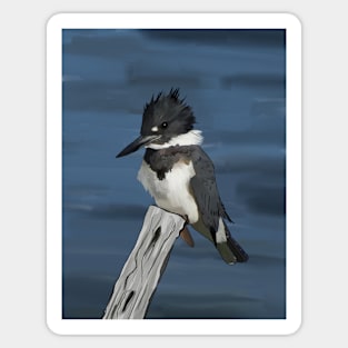 Kingfisher surveys the Kingdom from a Cedar Post Throne Sticker